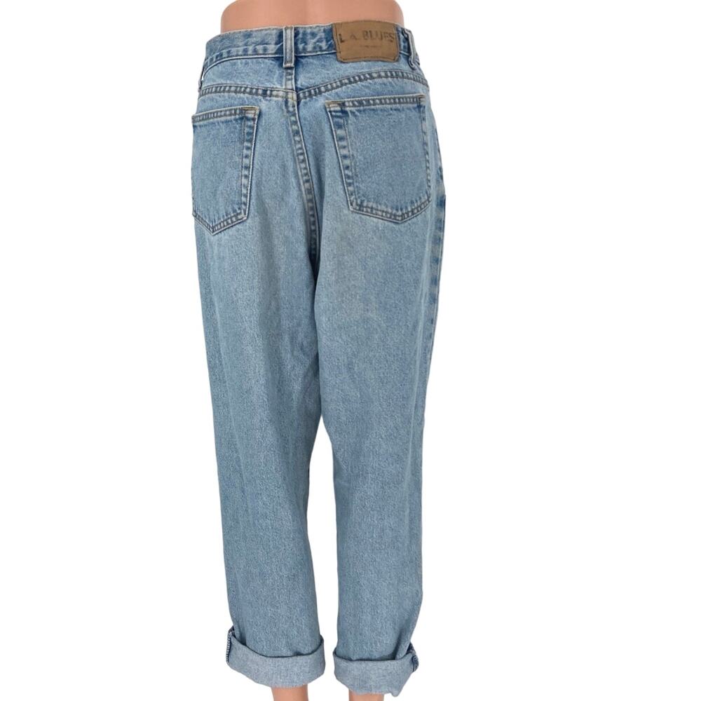 LA Blues Cotton Light Wash Classic Fit High Rise Straight Cropped Jeans Size 12P - Picture 3 of 6